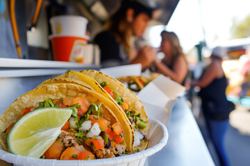 Delicious street tacos served fresh at a food truck
