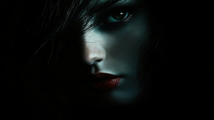 sad woman portrait in the dark