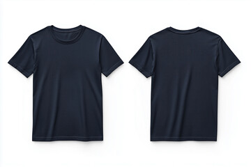 Front and back mockup of a basic navy t-shirt