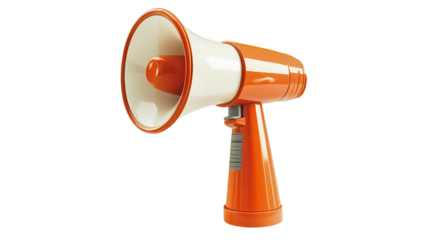 Bright orange megaphone for outdoor announcements