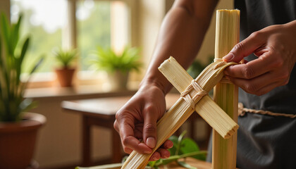 Handcrafting a Palm Cross for Easter