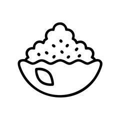 Obraz premium Quinoa bowl icon, minimalist design, healthy food concept, black and white