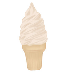 Vanilla ice cream cone digital watercolor artwork