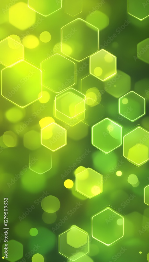 Poster the glowing green hexagons create an abstract and bright background design