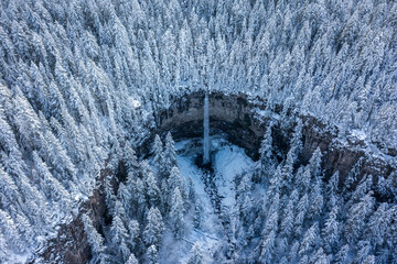 Watson Falls in Oregon, winter photo. 