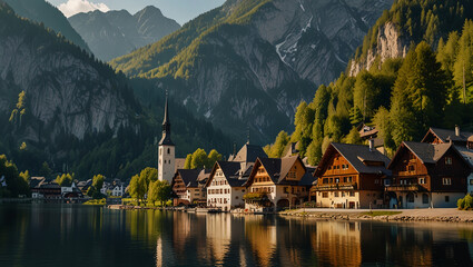Fototapeta premium beautiful lakeside village