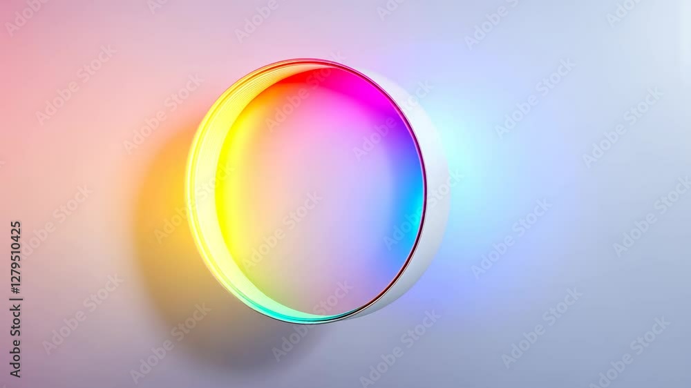 Poster abstract glowing circular shape displaying vibrant colorful gradients and dynamic lighting effects