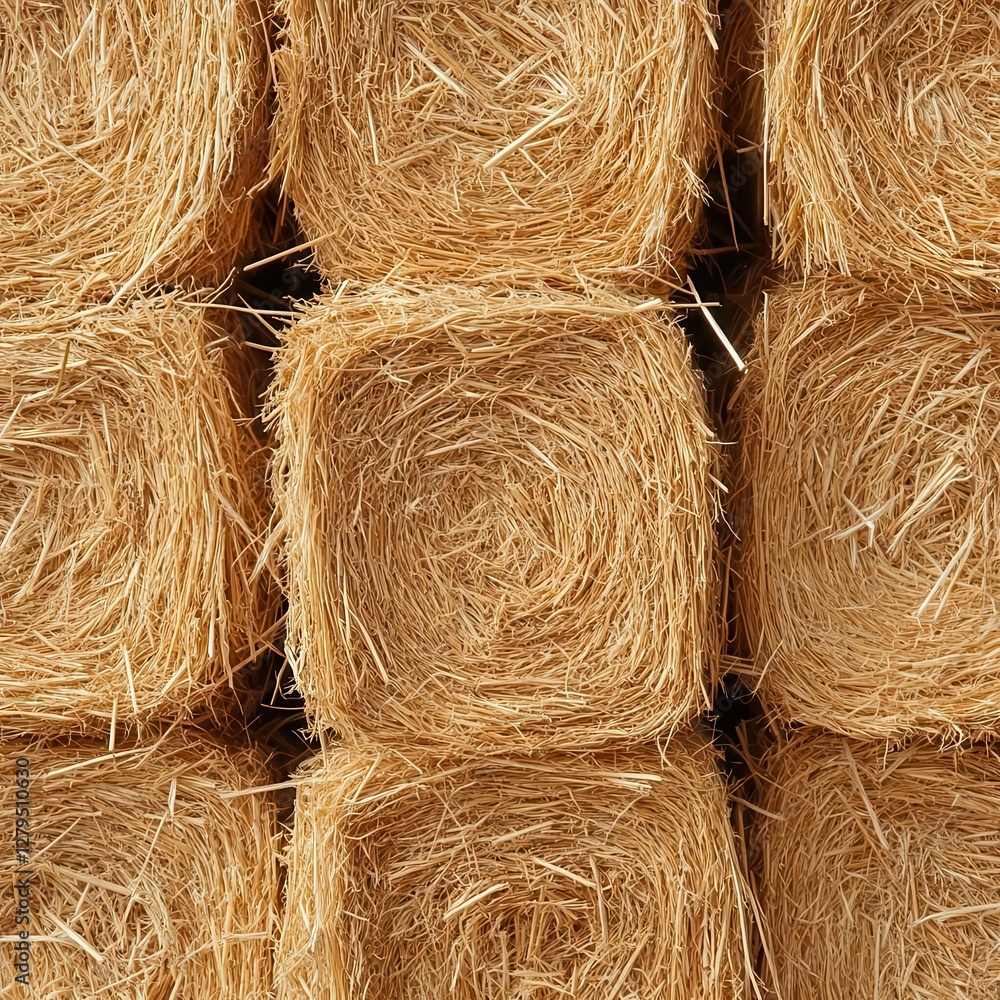 Poster compressed hay bales forming an intricate woven natural pattern, resulting in a rustic texture inter