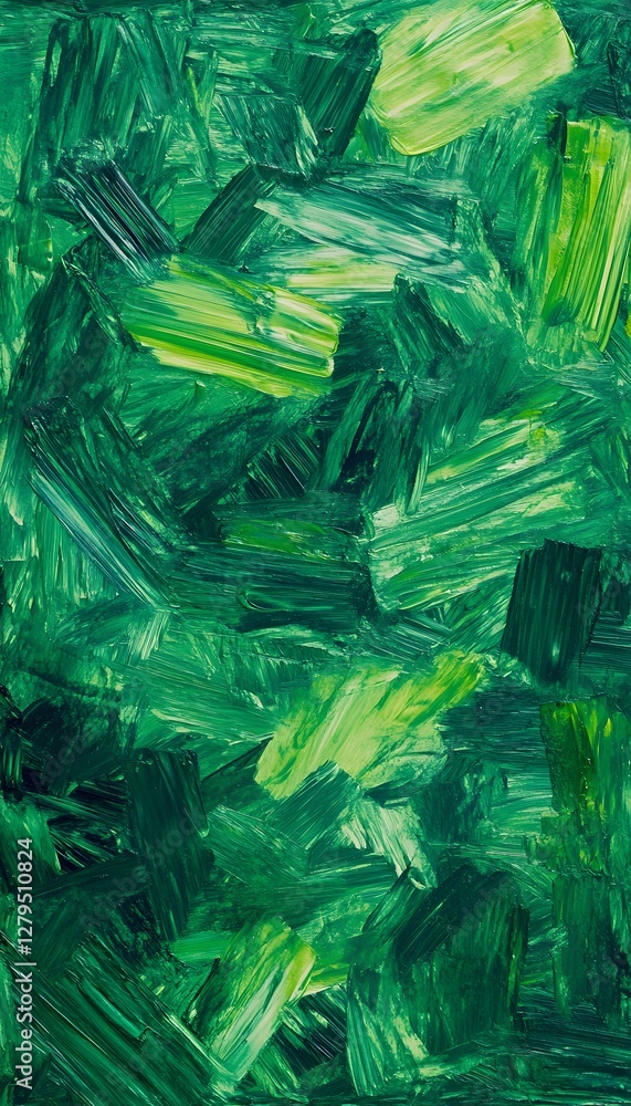 Poster green abstract strokes of paint comprise the image display