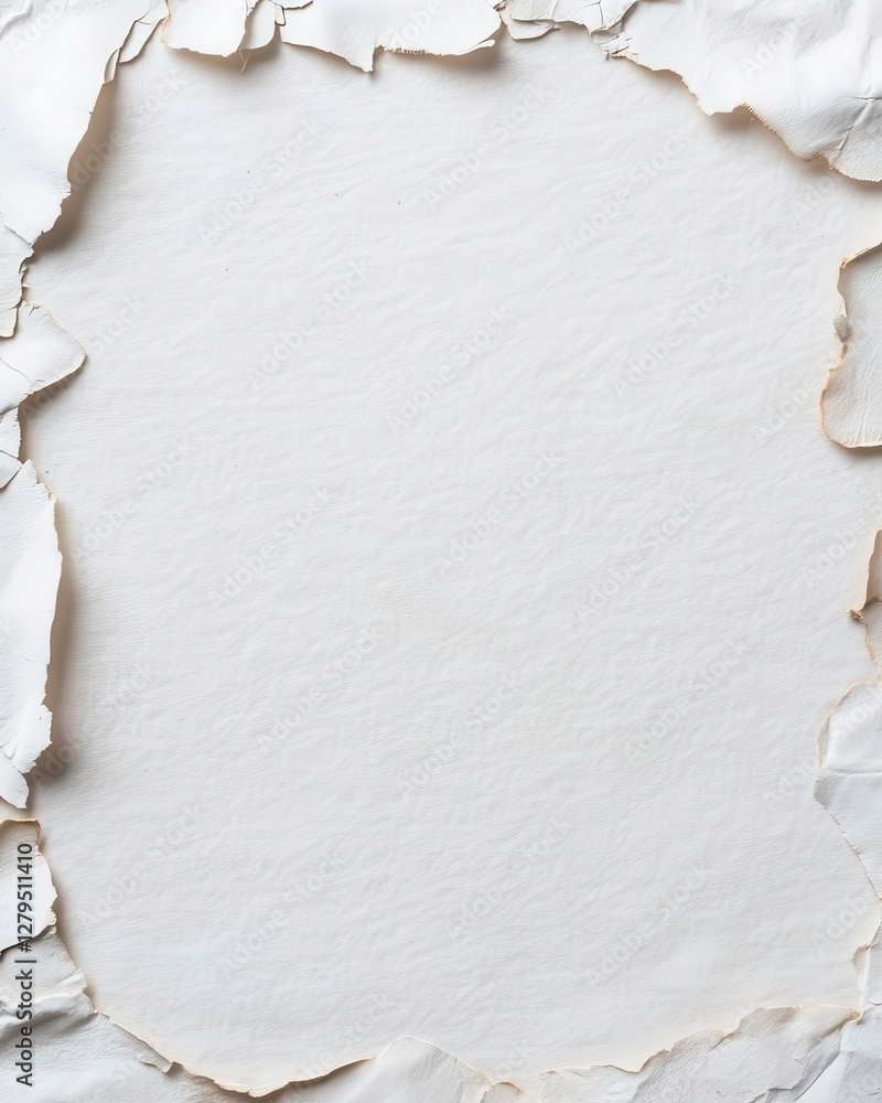 Poster aged parchment with burned edges curling inward, unveiling intricate textures and inviting typograph