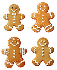 Gingerbread man gingerbread cookie clipart, white background, no shadow, high resolution