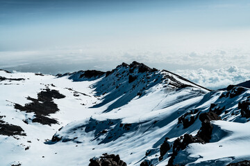 The crater rim of Mount Kilimanjaro in Tanzania Africa