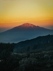 Sunrise peaking up in the mountains