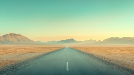 Fototapeta premium Scenic Desert Highway at Sunset Open Road Mountains and Cloudscape