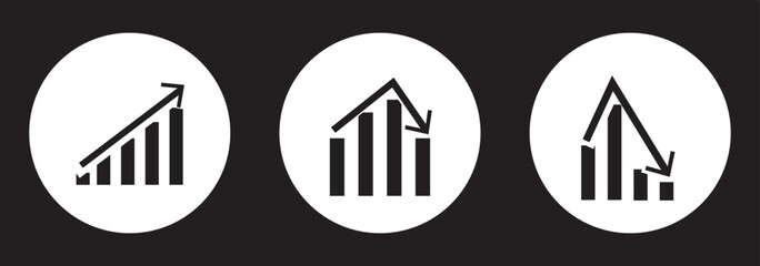 Growing graph icon set. Growth chart icon. Growing bar graph
