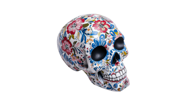 Colorful skull with floral patterns for decoration