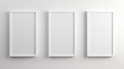 Contour, 3 cadres d&eacute;coratifs pour mock-up, conception et cr&eacute;ation graphique. D&eacute;coration, mur. Arri&egrave;re-plan &eacute;pur&eacute;, vide.