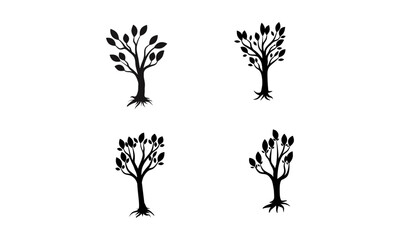 Image of Tree Silhouette, tree, leaves, simple, branches