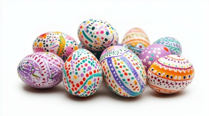 Obraz premium Perfect colorful handmade easter eggs isolated on a white