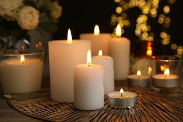Beautiful composition with candles on the table