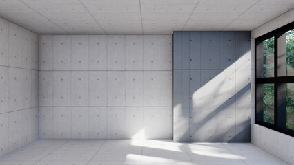 empty interior room shadow wall space background mock up architecture sunlight. empty home modern window light floor design apartment white house indoor. blank minimal concept backdrop bright clean.