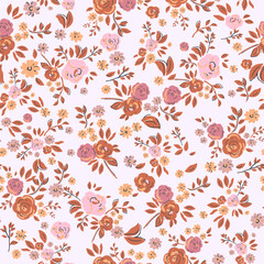 Seamless floral pattern on white, ideal for various uses