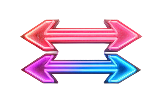 Neon directional arrows in bright colors displayed