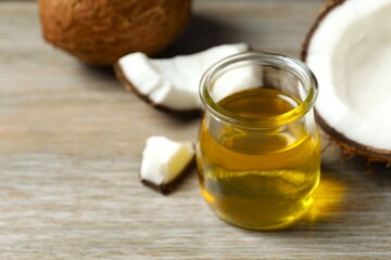 Jar of coconut oil on the table