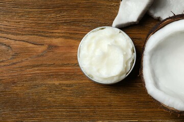 Jar of coconut oil on the table