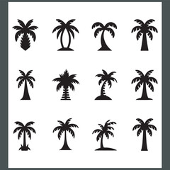 Modern Logotype Featuring Elegant Palm and Coconut Tree Silhouettes