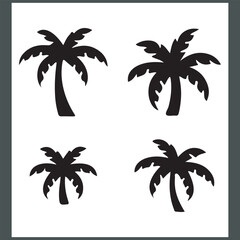 Modern Logotype Featuring Elegant Palm and Coconut Tree Silhouettes