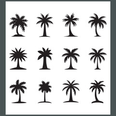 Modern Logotype Featuring Elegant Palm and Coconut Tree Silhouettes