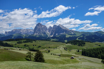 beautiful view of the "Val Gardena" in the Italian Dolomites, which are unique in the word