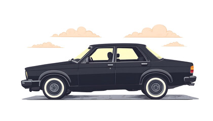Fototapeta premium minimalist black car illustration isolated on white background create with ai
