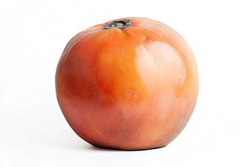 Fototapeta premium A ripe persimmon with a smooth, orange surface, isolated on a white background