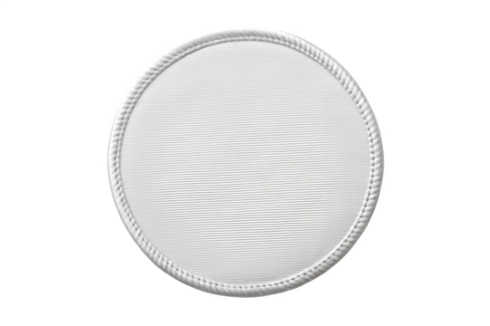 Blank White Round Embroidered Patch Mockup, Top View, 3D, PNG Transparent Background: Perfect for Branding, Military, Textile, Fashion, and Custom Patch Design Concepts