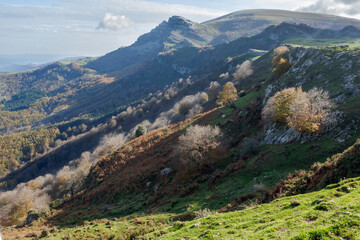 Beautiful landscape of the Gorbea natural Park on a sunny autumn day