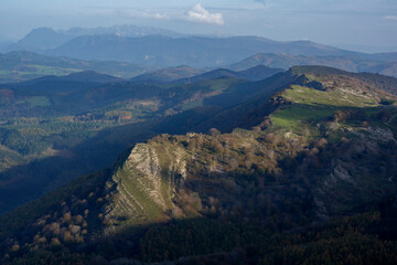 Beautiful landscape of the Gorbea natural Park on a sunny autum day