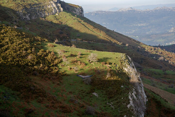 Beautiful landscape of the Gorbea natural Park on a sunny autum day