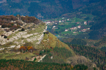 Beautiful landscape of the Gorbea natural Park on a sunny autum day