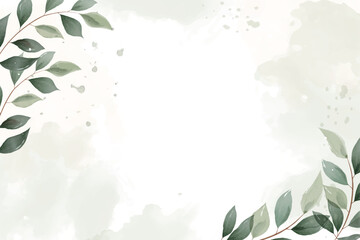 Hand draw watercolor green leaves vector background 