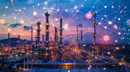 A modern energy supply chain infrastructure with seamless renewable integration, emphasizing sustainability and efficiency. 