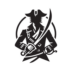 Pirate with sword silhouette vector illustration
