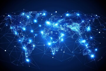 Naklejka premium Global communication network concept interconnected business nodes and worldwide collaboration