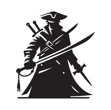 recommend clip art: Pirate with sword silhouette vector illustration
                    