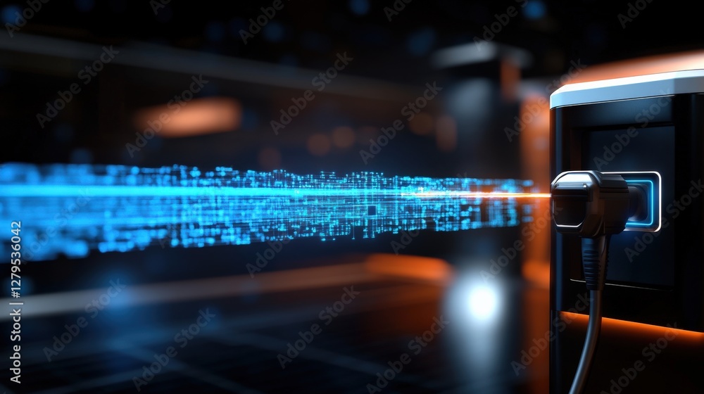 Poster innovative data transmission technology futuristic lab digital visualization high-tech environment c