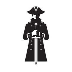Pirate with sword silhouette vector illustration
