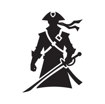 recommend clip art: Pirate with sword silhouette vector illustration
                    
