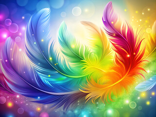 Fototapeta premium Abstract colorful floral pattern with stars and bright swirls in pink, blue, and yellow tones, creating a vibrant psychedelic explosion of light and color