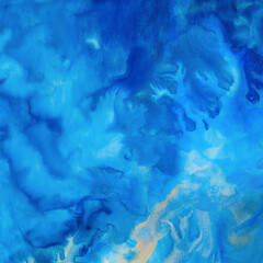 Blue background. Versatile hand painted artistic texture for creative design projects: posters, websites, banners, cards, prints and wallpapers. Artist-made image.